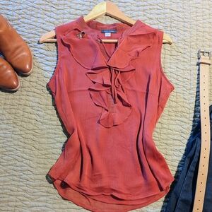 Tommy Hilfiger Rust Ruffle Blouse